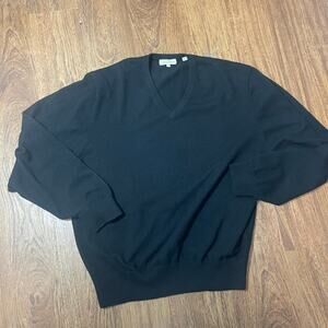 Peter Millar Black V neck 100% Pure Cashmere mens sweater-XL-Preowned